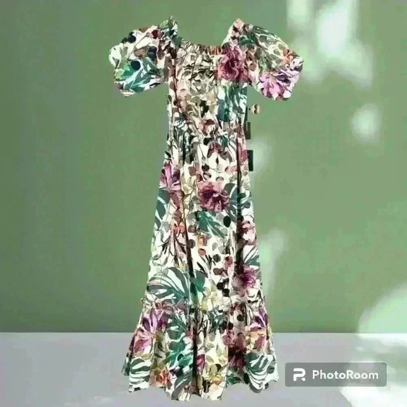 Lulu's She's the One Beige Floral Print Off-The-Shoulder Midi Dress size… - Picture 1 of 16